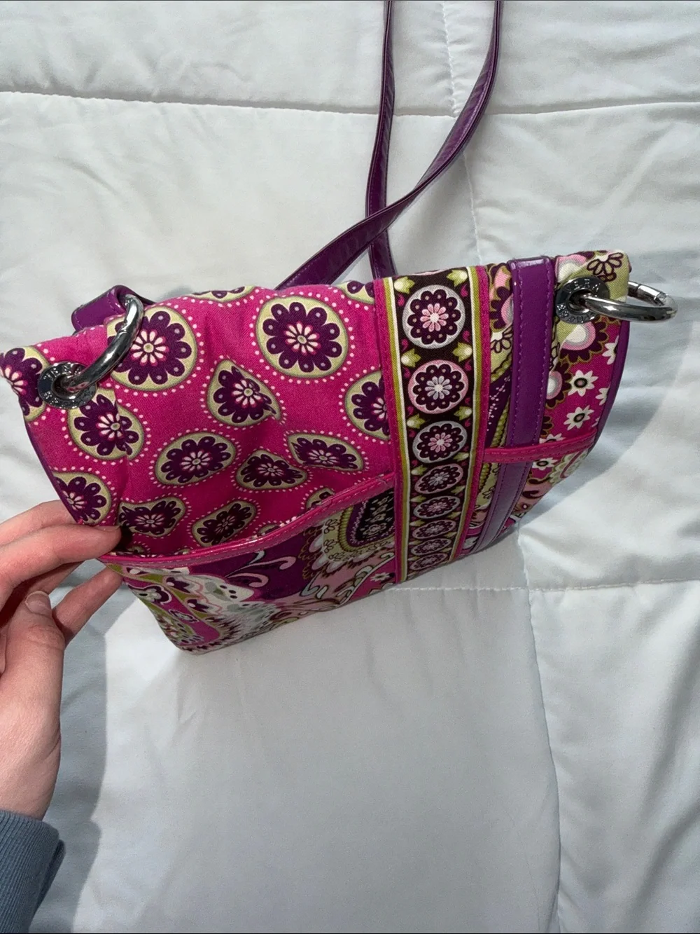 Vera Bradley Retired Mod Floral Pink Flap Hipster Crossbody Bag